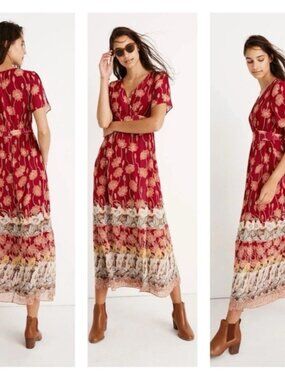 Madewell Tulip-Sleeve Maxi Dress in the "Tall Sunflowers" print